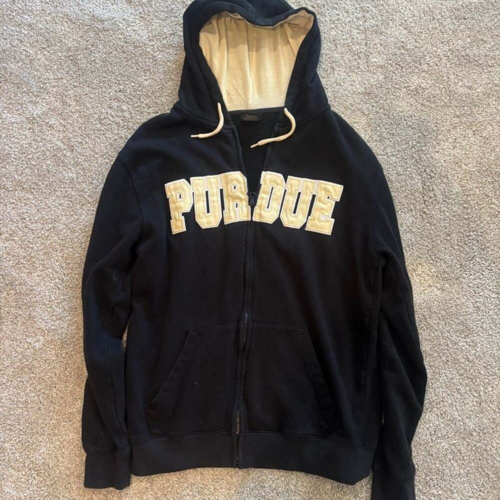 Purdue Boilermakers Colloseum Black Arched Logo Full Zip Hoodie - Mens Medium